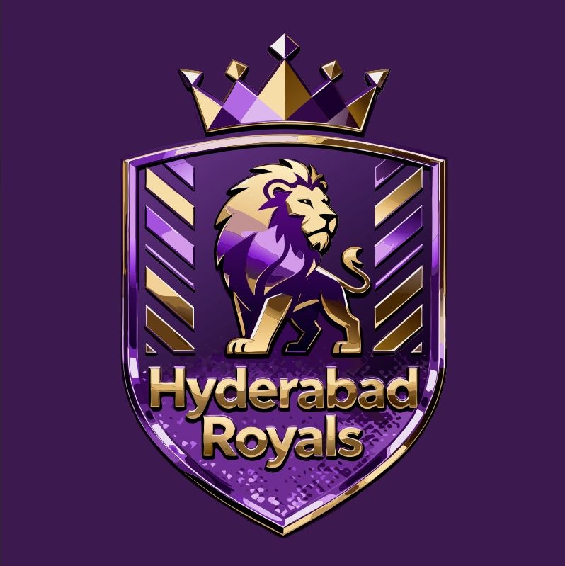 Hyderabad Royals crest in purple and gold