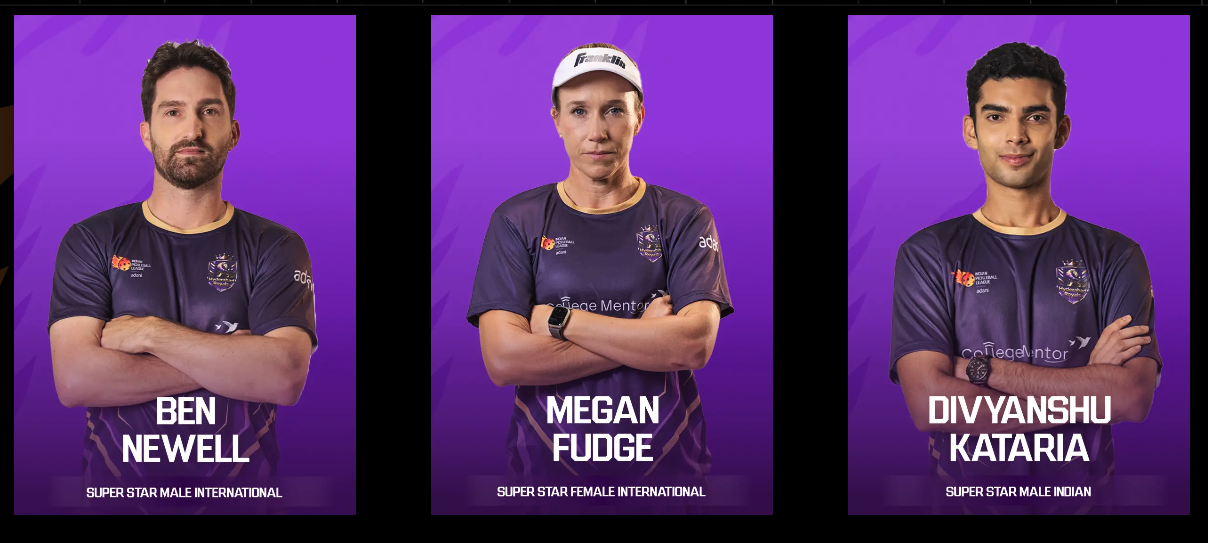 Ben Newell, Megan Fudge, Divyanshu Kataria — Hyderabad Royals super stars